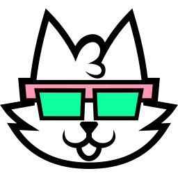vector icon of a white cat with sharp black lines